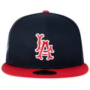 Boné New Era 59fifty Fitted Mlb Los Angeles Angels Fanpage Azul Marinho/Vermelho