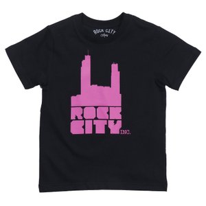 Camiseta Rock City Logo Infantil Preto Rosa