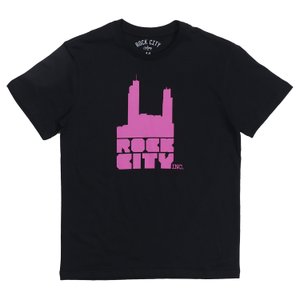 Camiseta Rock City Logo Juvenil Preto/Rosa
