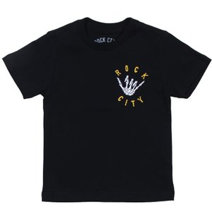 Camiseta Rock City X Nanda Hang Loose Big Infantil Preto/Amarelo