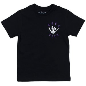 Camiseta Rock City X Nanda Hang Loose Big Infantil Preto/Roxo