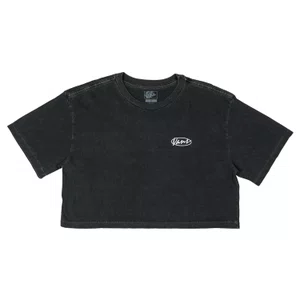 Camiseta Vans Era Script Relaxed Cropped Cinza Escuro
