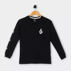 Camiseta Volcom M/L Iconic Juvenil Preto