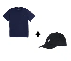 Kit Camiseta Rock City Logo Rubberized Azul Marinho + Boné Rock City Logo Dad Hat