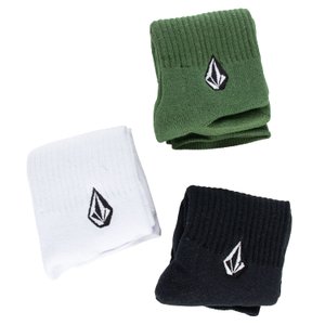 Kit Meia Volcom Solid Stone Sortida Branco/Verde/Preto