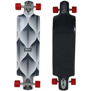 Longboard Montado Fam Sports Leaf 40" Preto/Branco