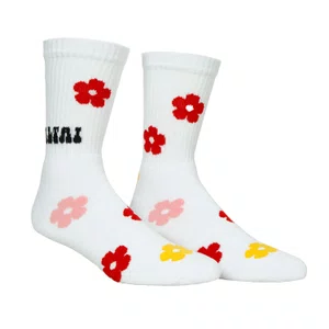 Meia Altai Flores Branco
