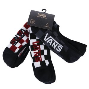 Meia Vans Classic Super No Show Pack 3 Preto/Branco/Vermelho