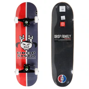 Skate Montado Drop Sista Iniciante New Logo Azul/Vermelho