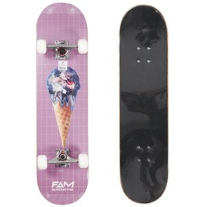 Skate Montado Fam Sports Earth Cream Iniciante Lilás/Branco