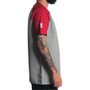 Camiseta New Era Raglan Mini Logo Chicado Bulls Cinza Mescla/Vermelho