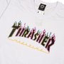 Camiseta Thrasher Double Flame Logo Neon Branco