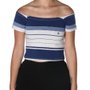 Cropped Volcom Stone Stripe Azul/Cinza Mescla