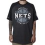 Camiseta Mitchell & Ness Raglan Ball In Play Brooklyn Preto Mescla/Preto