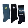 Kit Meia Volcom Cotton Blend 3pk Azul Marinho