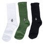 Kit Meia Volcom Solid Stone Sortida Branco/Verde/Preto
